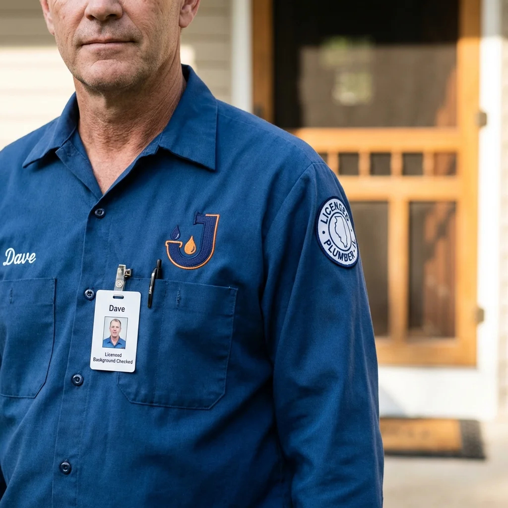 Licensed plumber showing ID badge in Orange City, FL