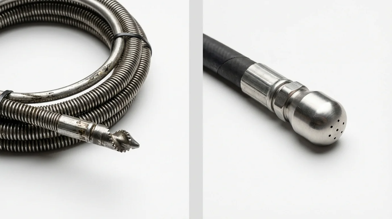 Drain snake cable and hydro jetting nozzle used for drain cleaning in Orange City, FL