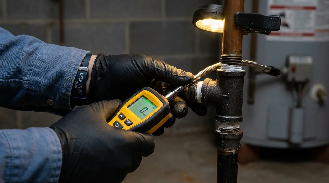 Gas leak detection with electronic sniffer by Johns Plumbing LLC in Orange City