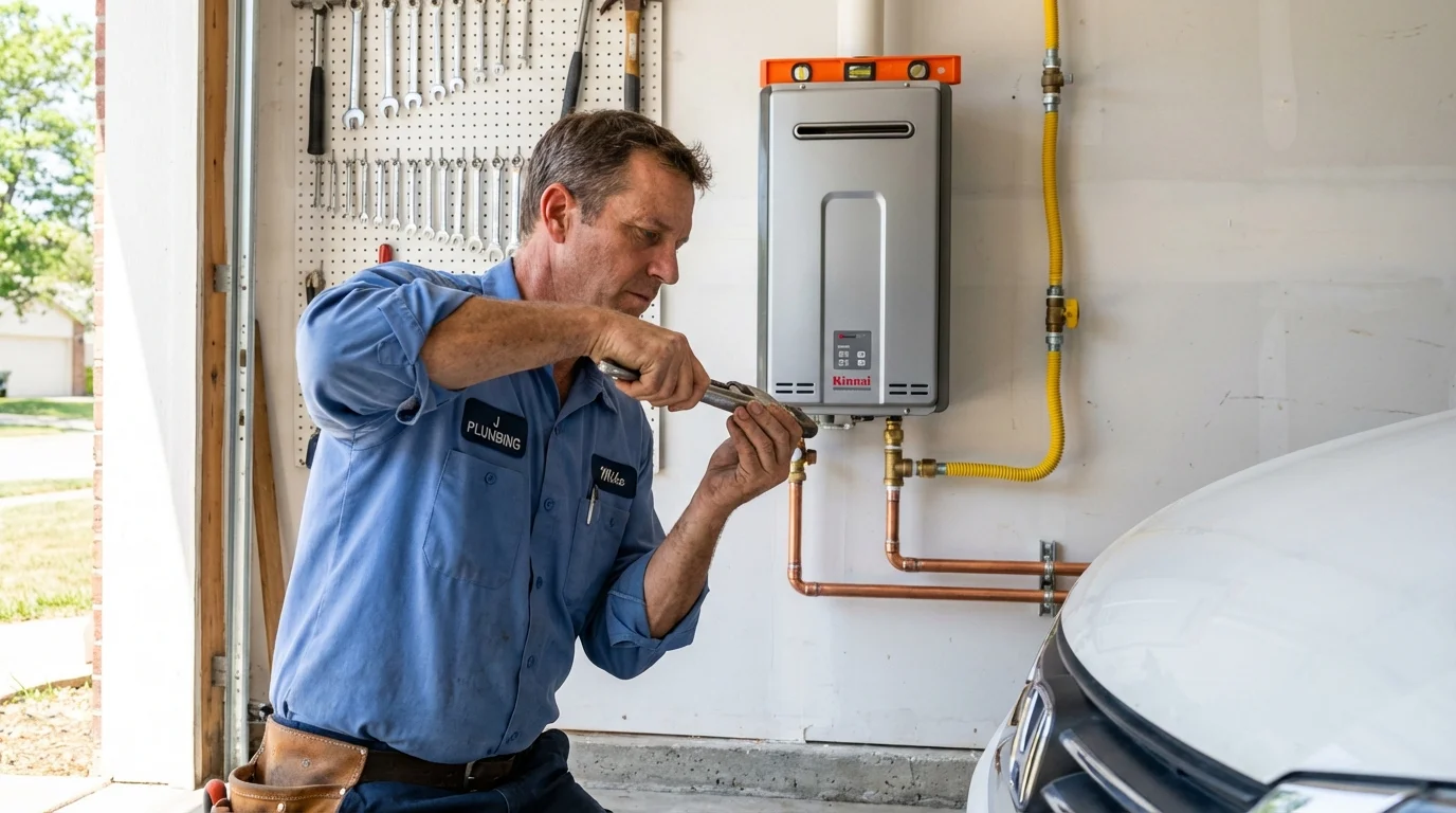 Tankless water heater installation by a Johns Plumbing LLC plumber in Orange City