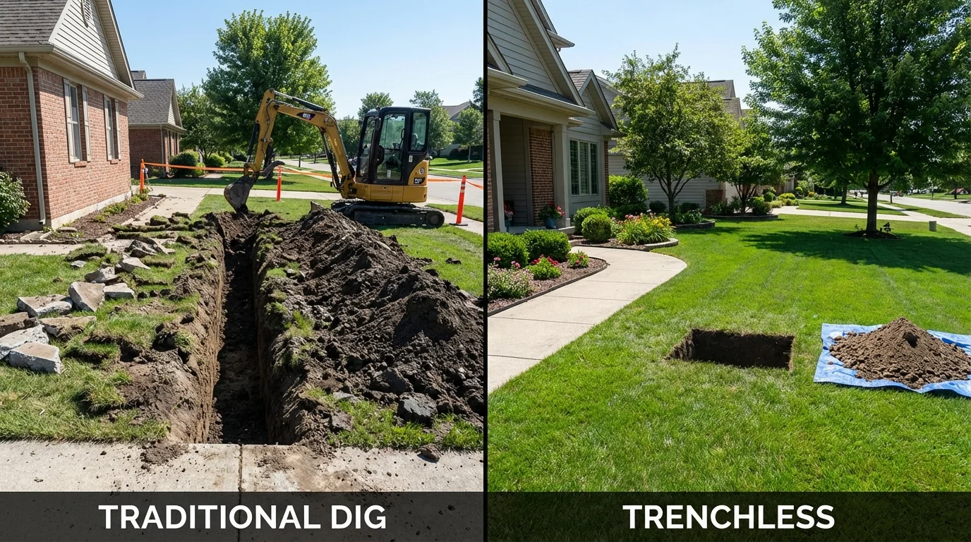 Trenchless sewer repair with minimal yard damage versus traditional excavation in Orange City, FL